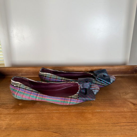 COACH Cambria Poppy Bow Plaid Tartan Flats Size 9 - Picture 3 of 4